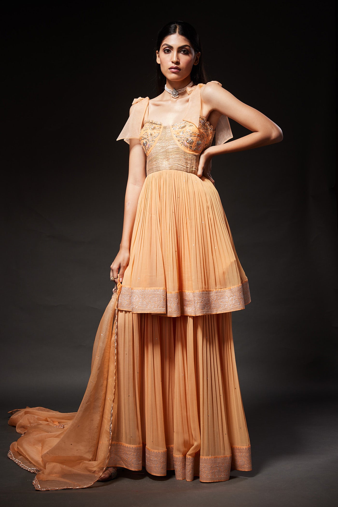 Riya Peach Sharara
