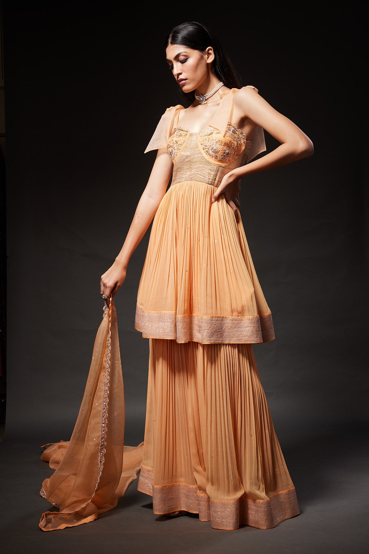 Riya Peach Sharara