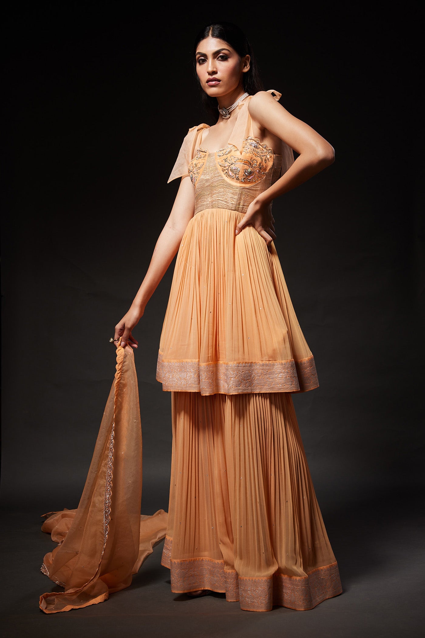 Riya Peach Sharara