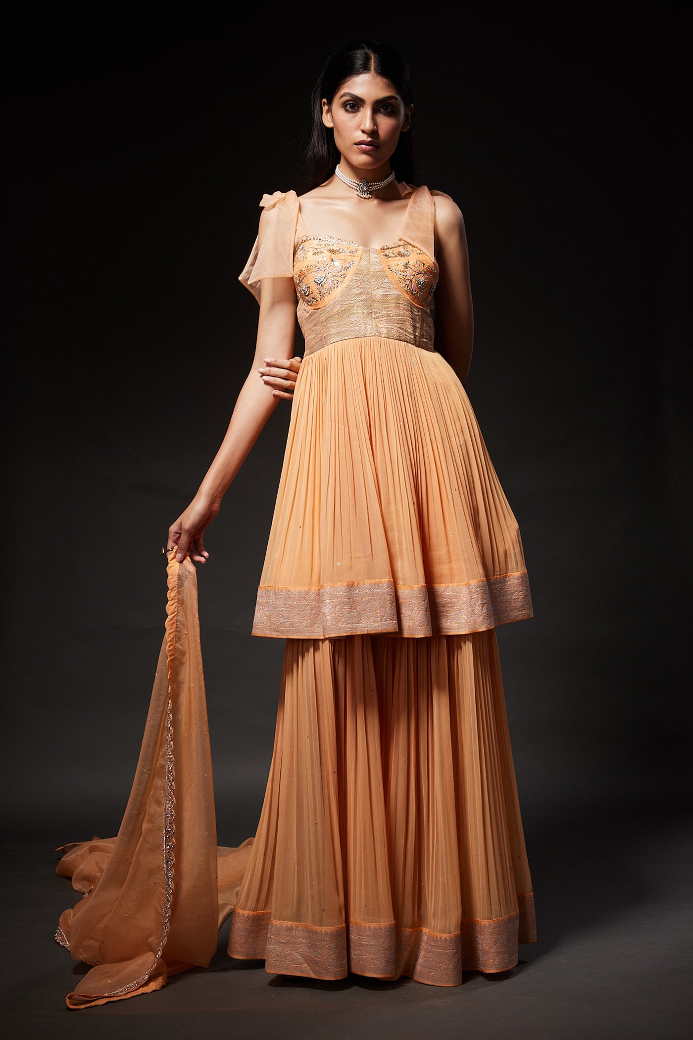 Riya Peach Sharara