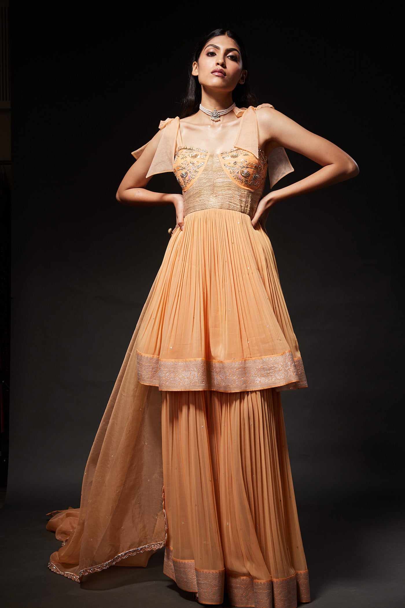 Riya Peach Sharara