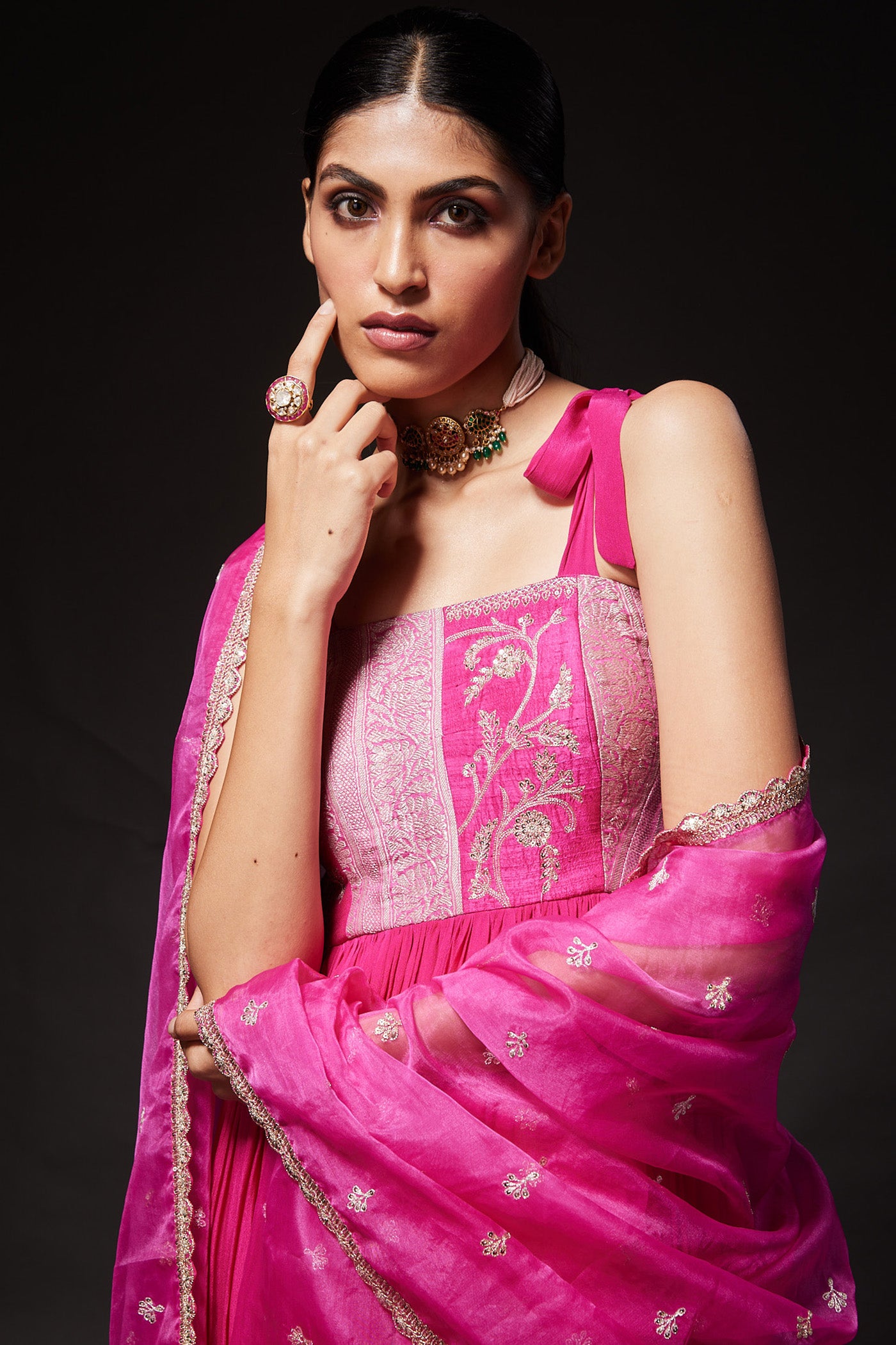 Zoya Magenta gathered dress