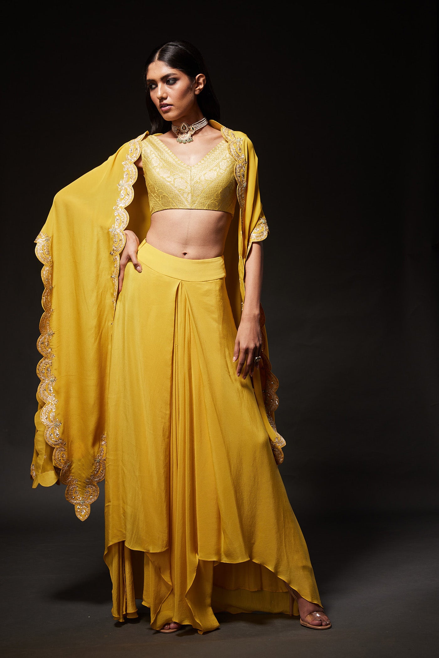 Latha Cape skirt Set