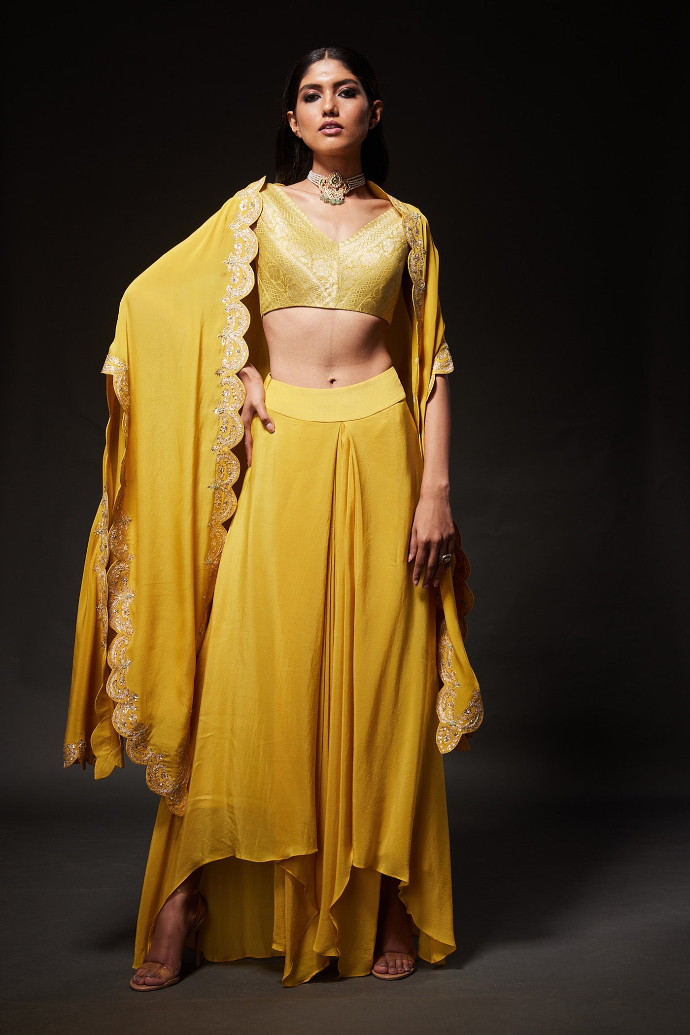 Latha Cape skirt Set