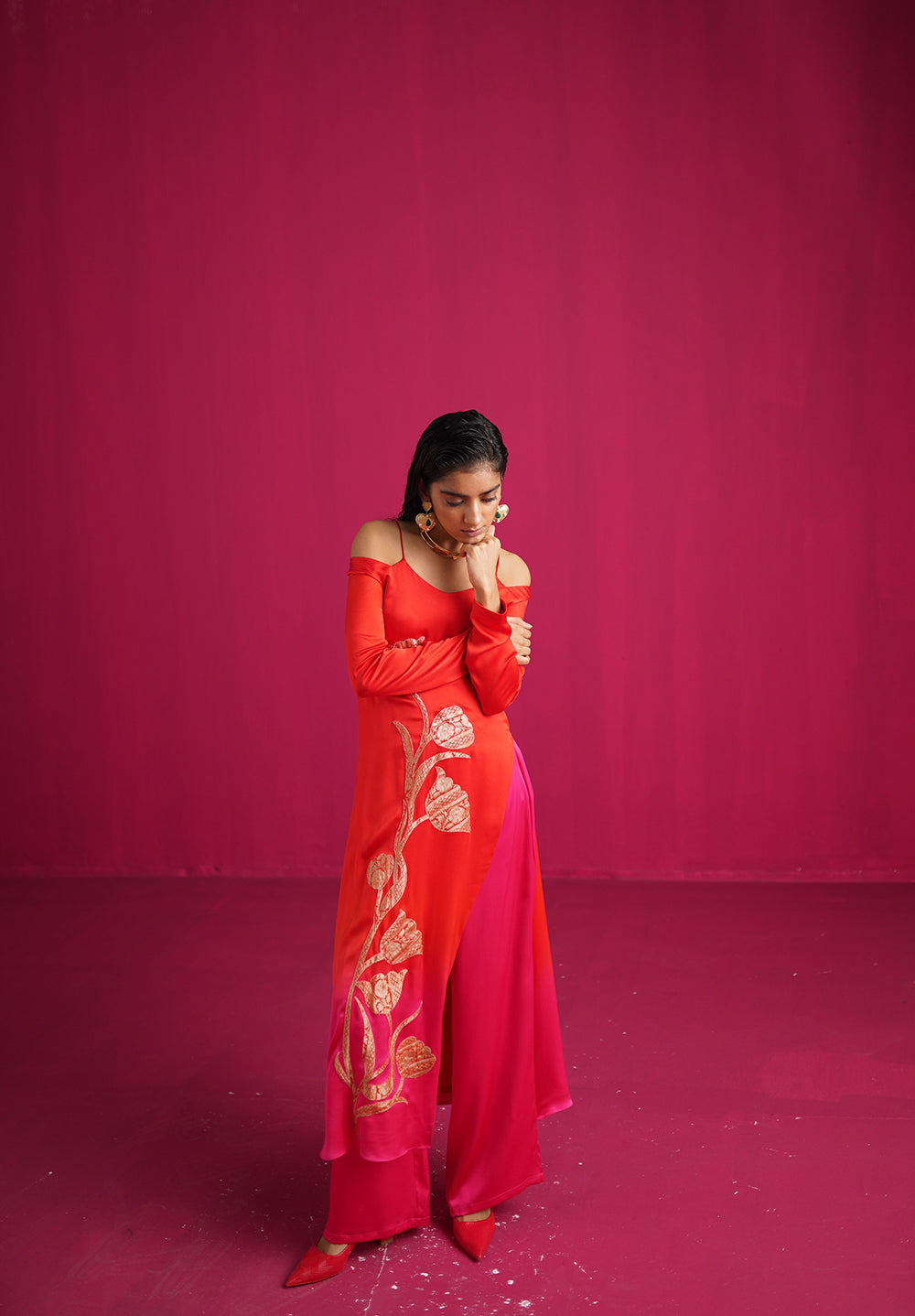 Lyla Pink & Orange Kurta Set