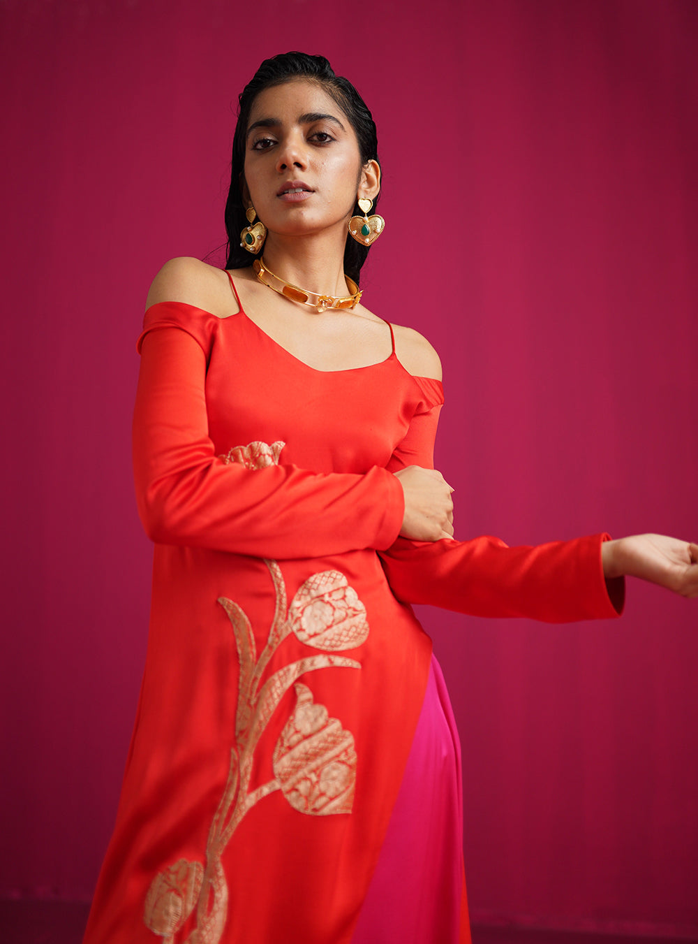 Lyla Pink & Orange Kurta Set