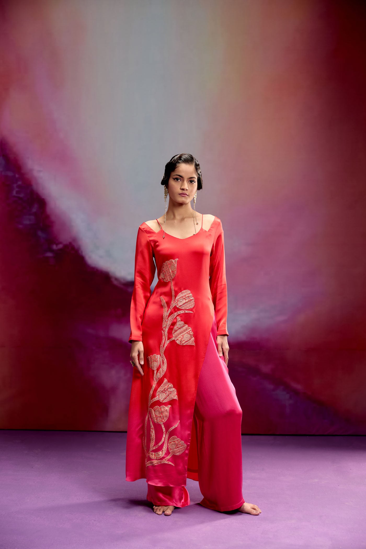 Lyla Pink & Orange Kurta Set