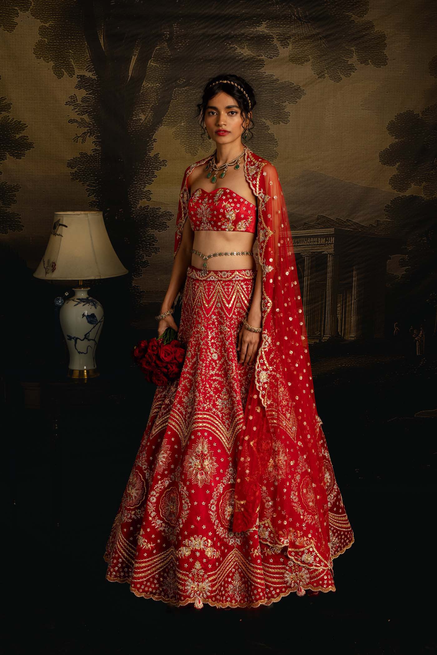 Crimson Elegance Lehenga Set