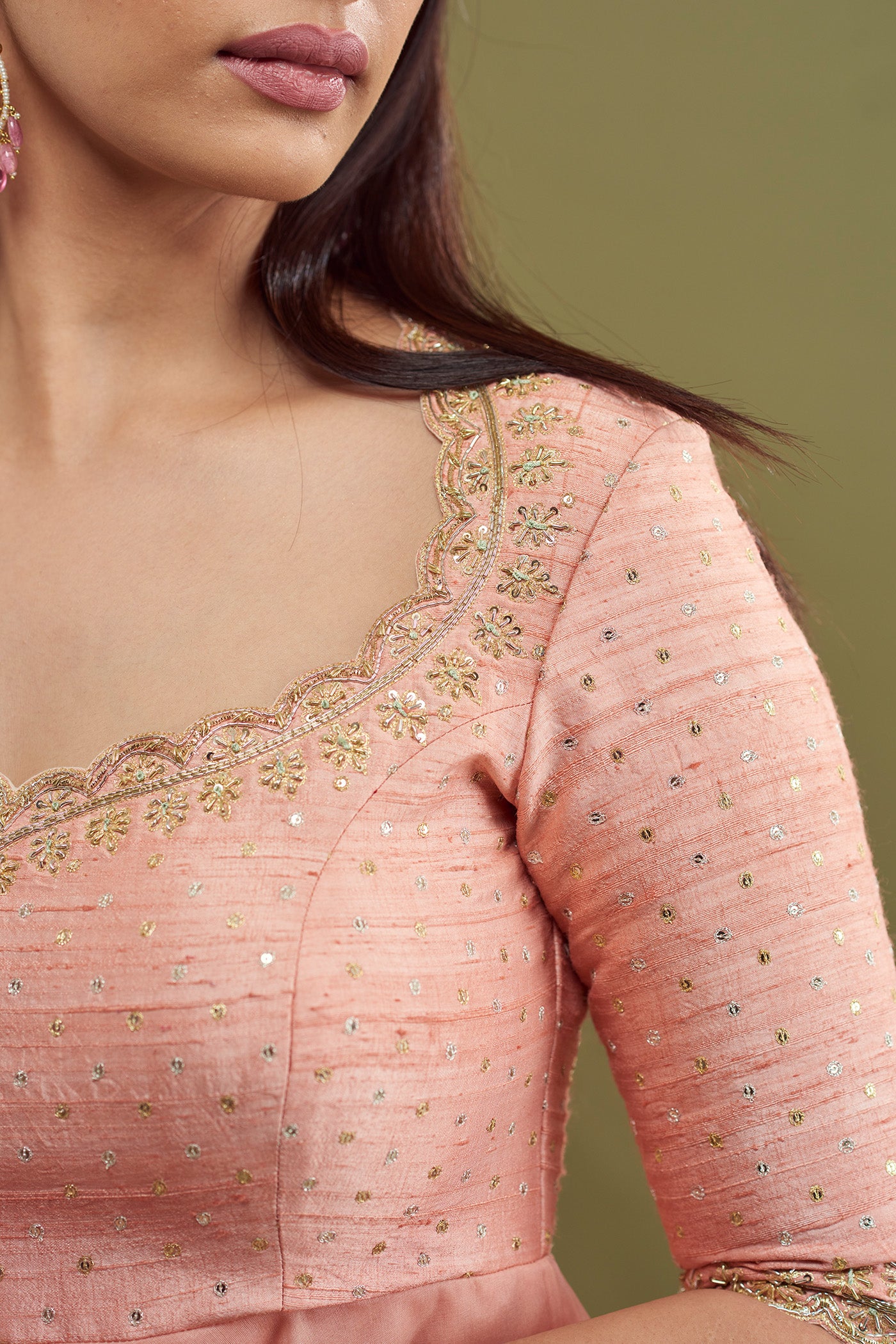 Hitha Layered Organza Dress - Rose Gold