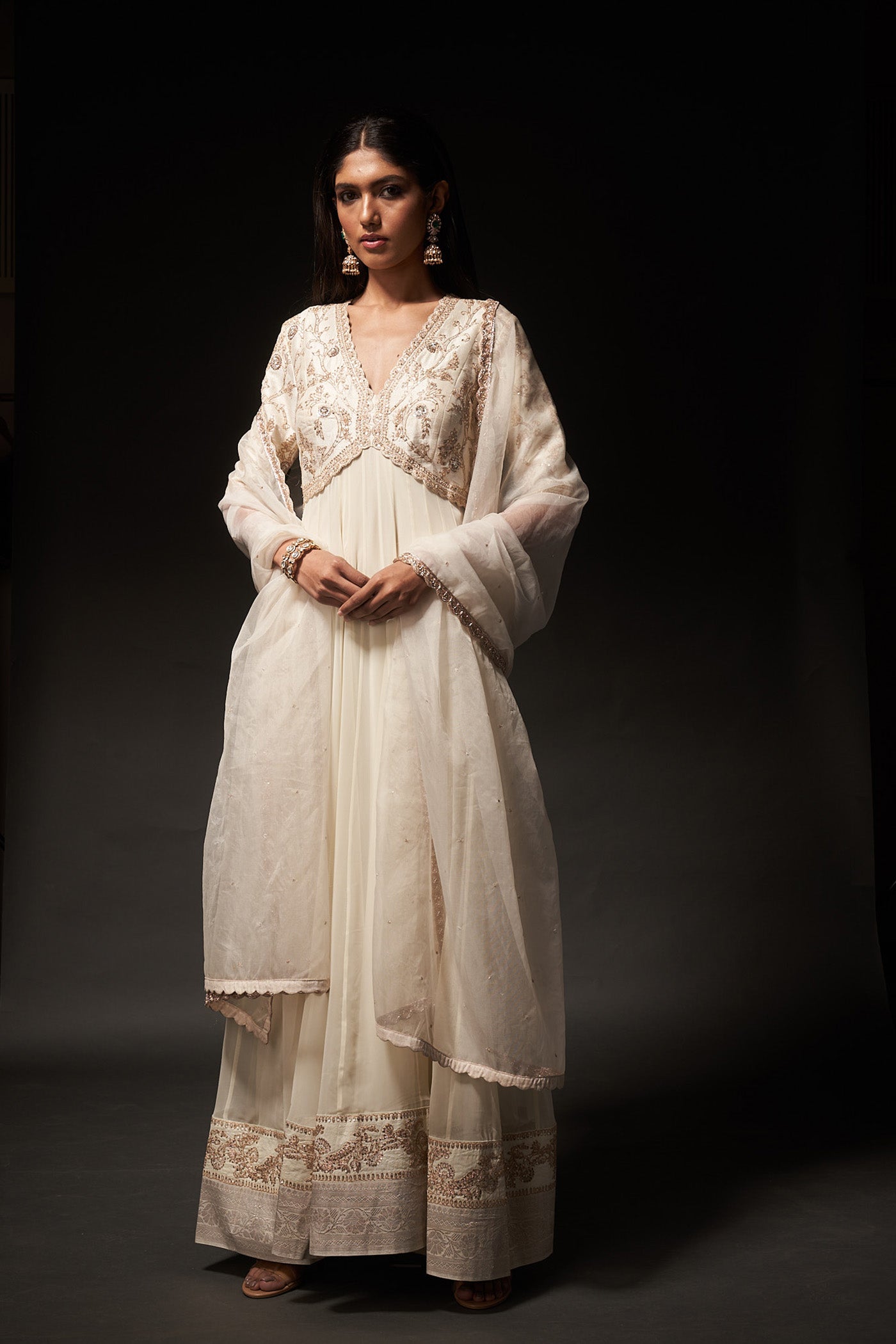 Mandakini Dress - Cream embroidered dress