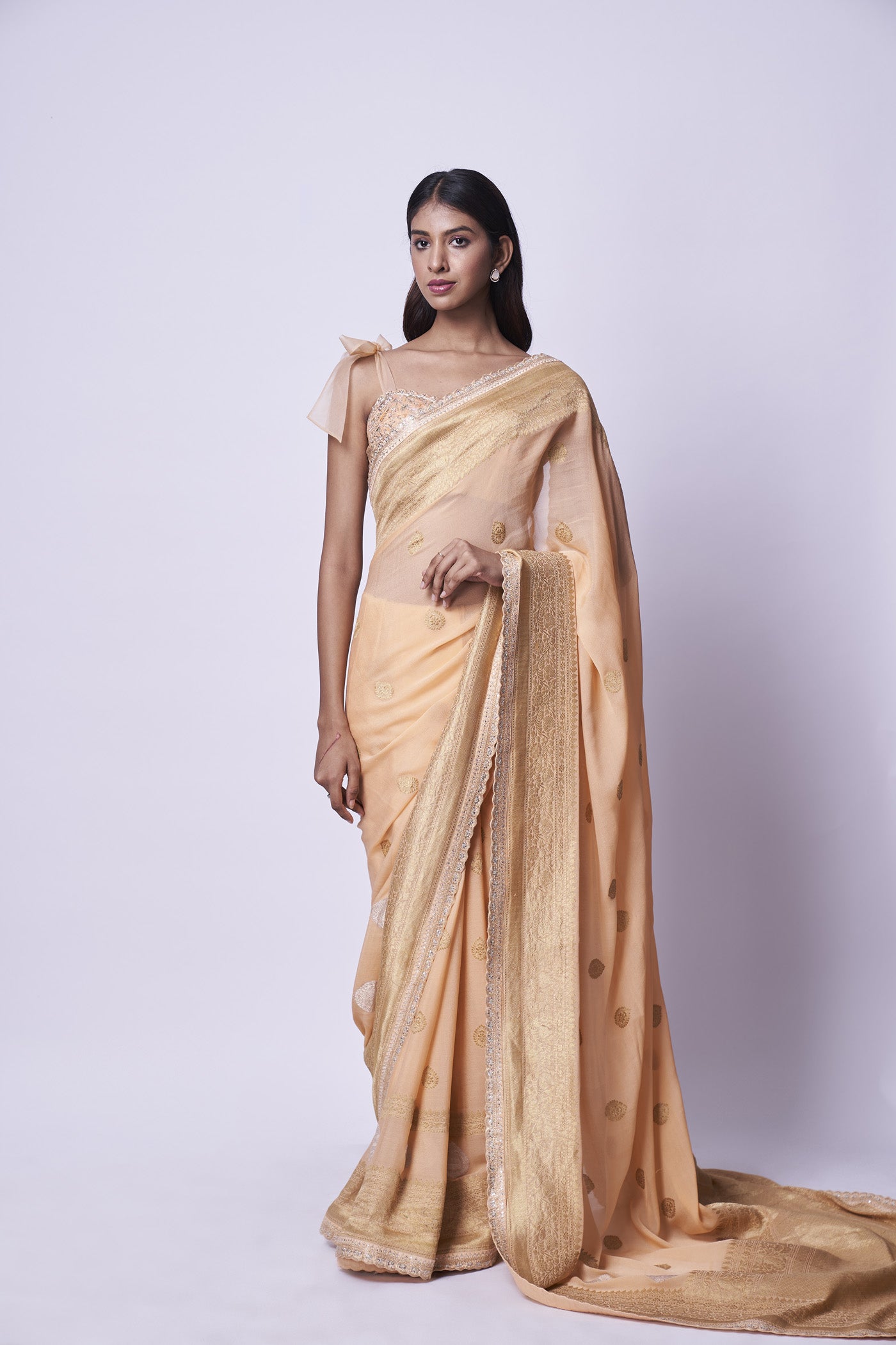 Pure banarasi georgette saree with zari corset blouse