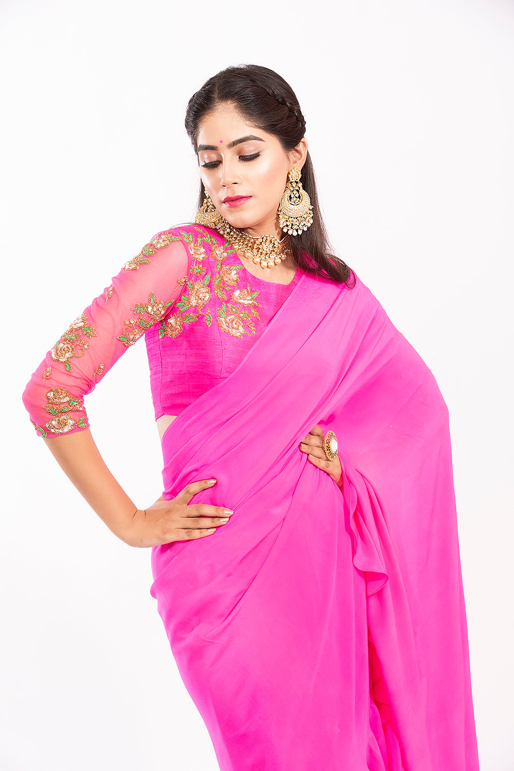 Ruffle Saree with Elbow Blouse - Lolla saree