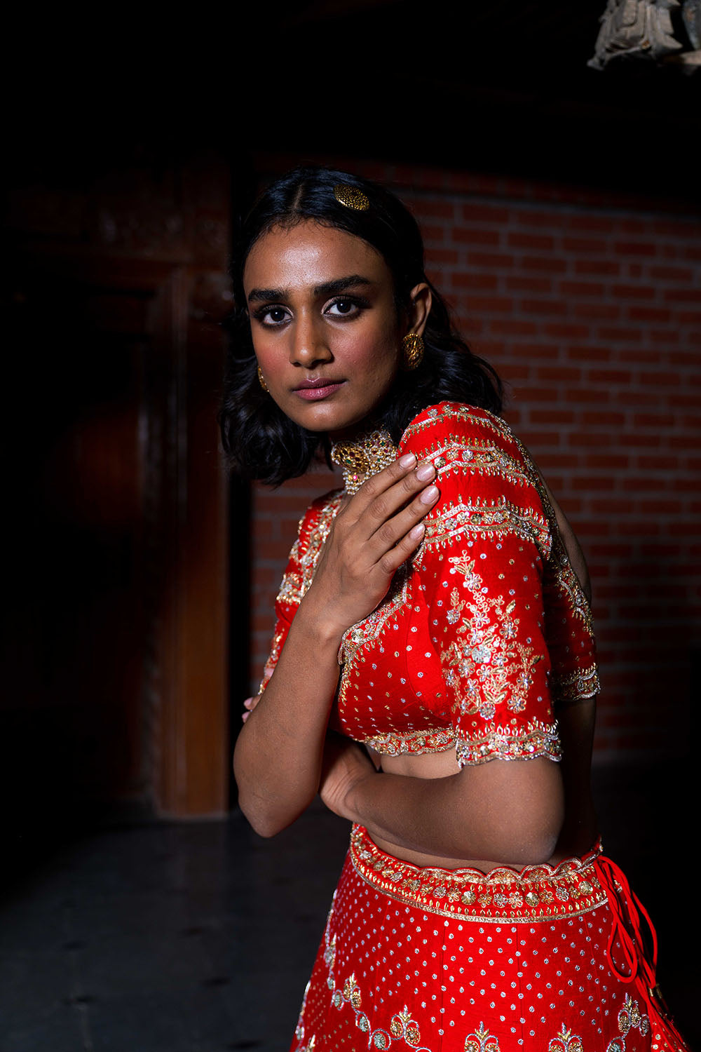 Red Heavy Embroidered Bridal Lehanga