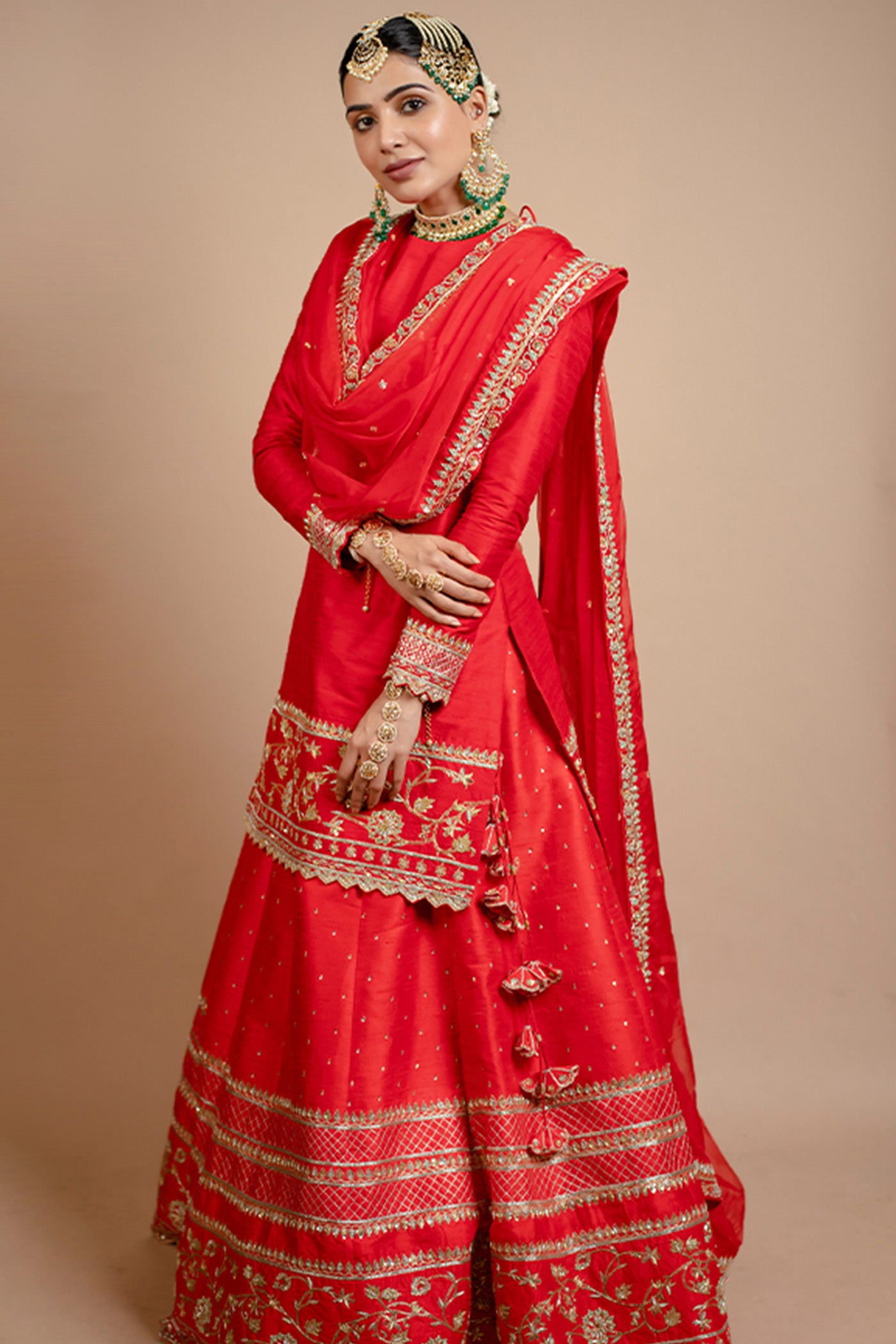 Samantha Ruth Prabhu in Heavy Embroidered Sharara - Red