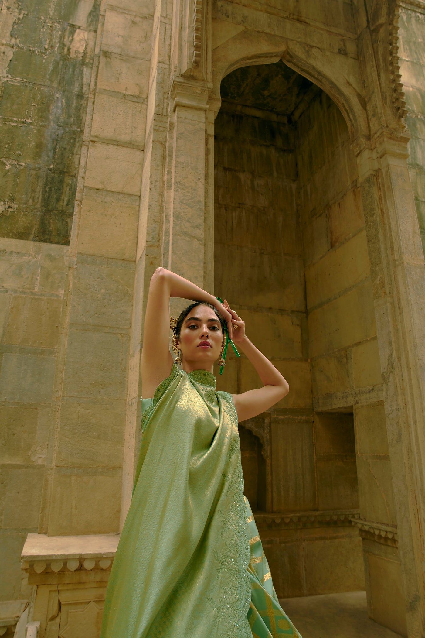 Fern Green Pattu Saree