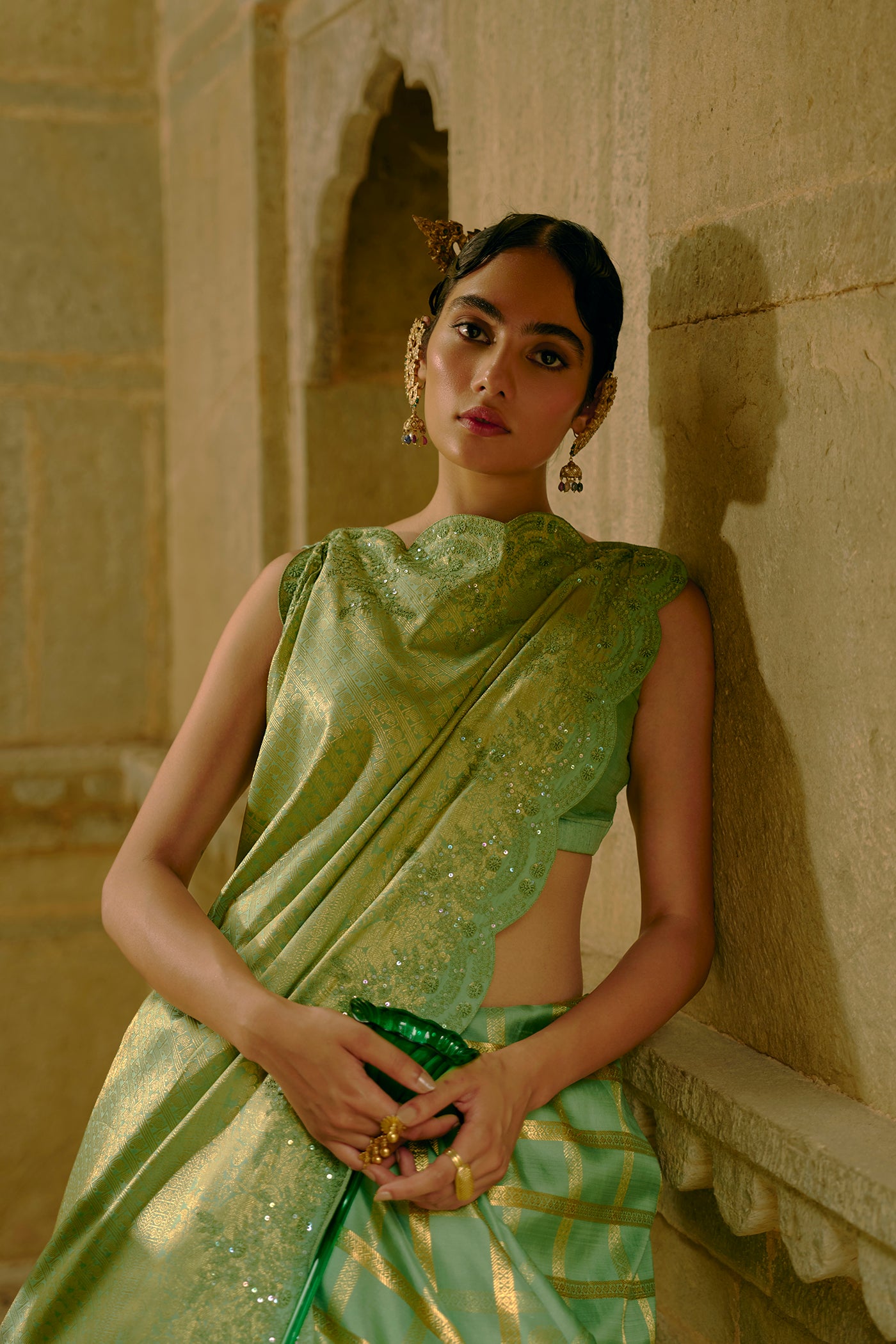 Fern Green Pattu Saree