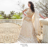 Cream Banarasi Embroidered Lehanga