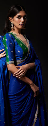 Midnight Blue embroidered saree & Blouse set