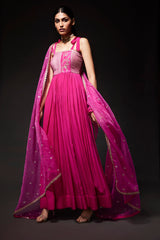 Zoya Magenta gathered dress