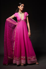 Deepa Dress - Magenta v neck anarkali