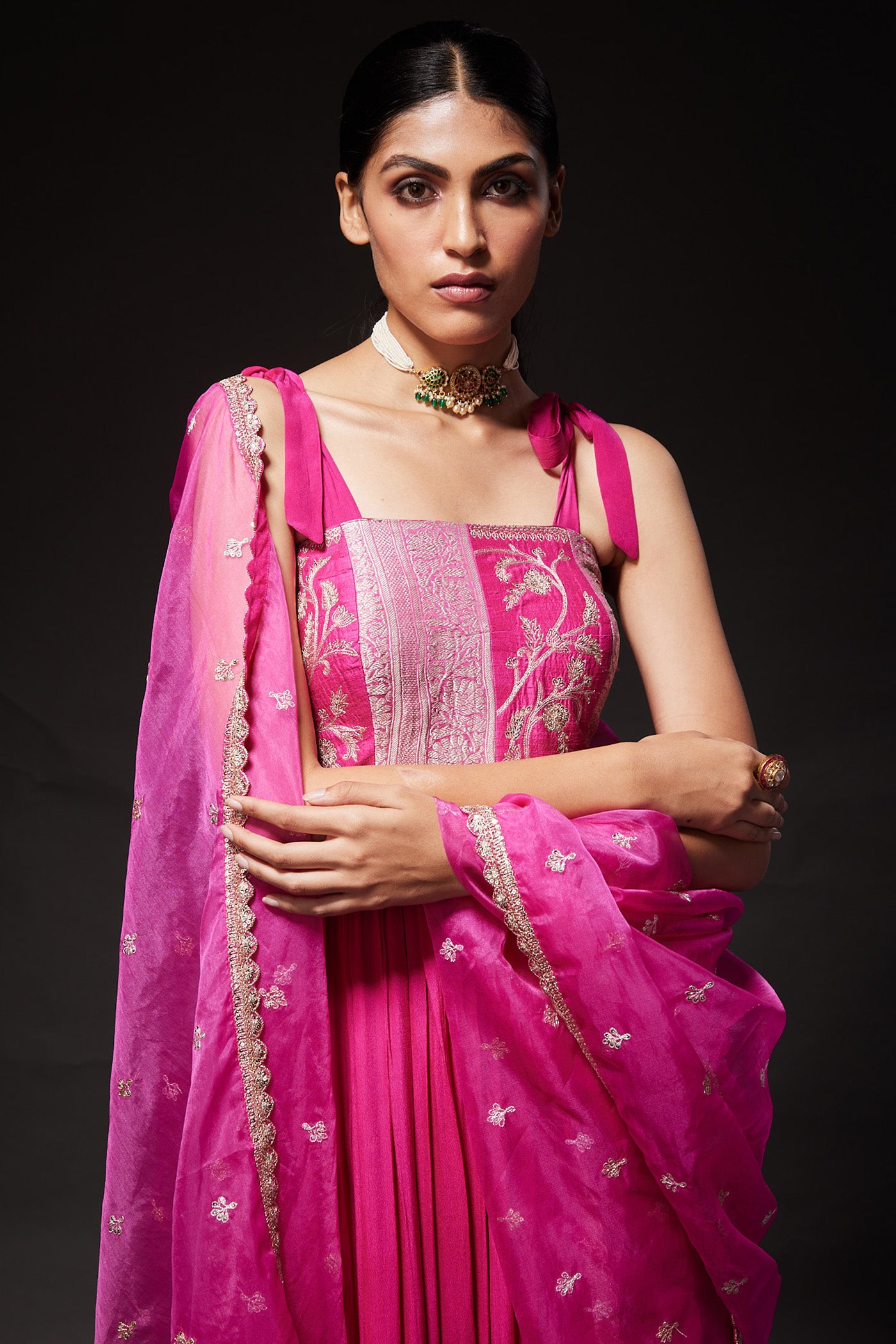 Zoya Magenta gathered dress
