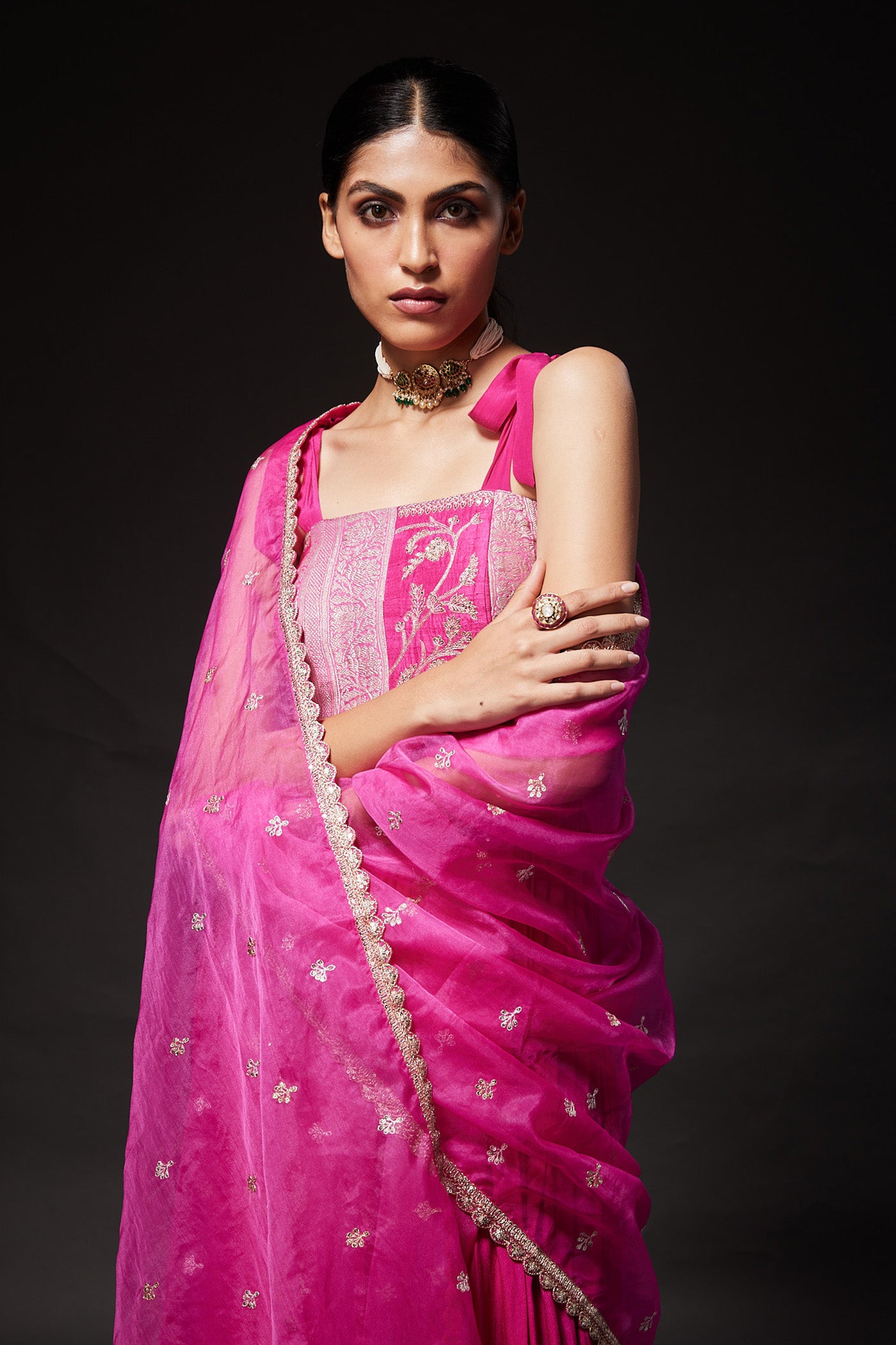 Zoya Magenta gathered dress