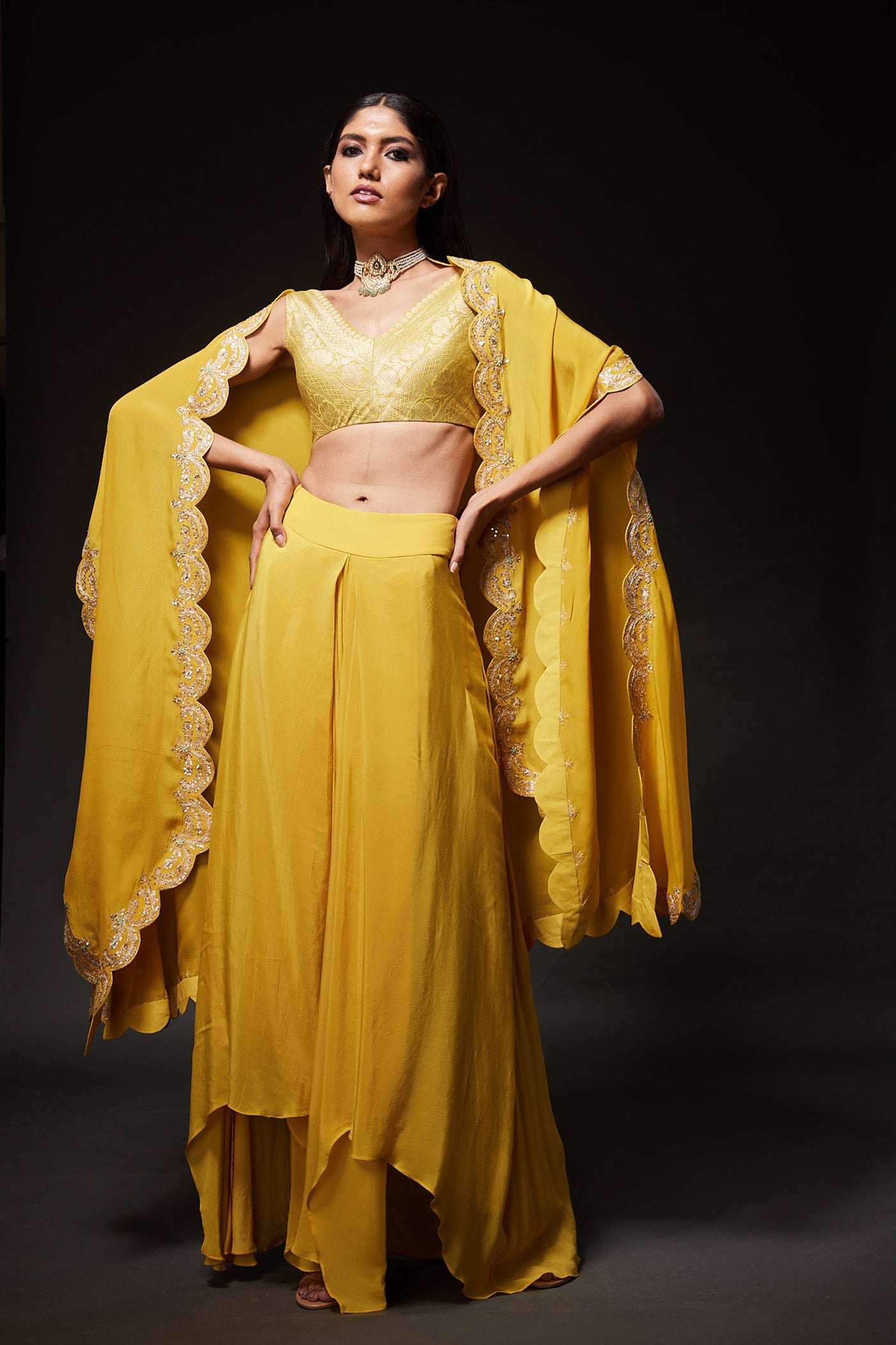 Latha Cape skirt Set