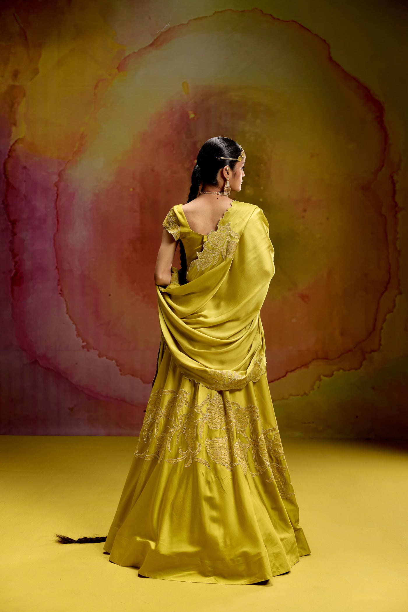 Leher mehandi green ombre lehanga set