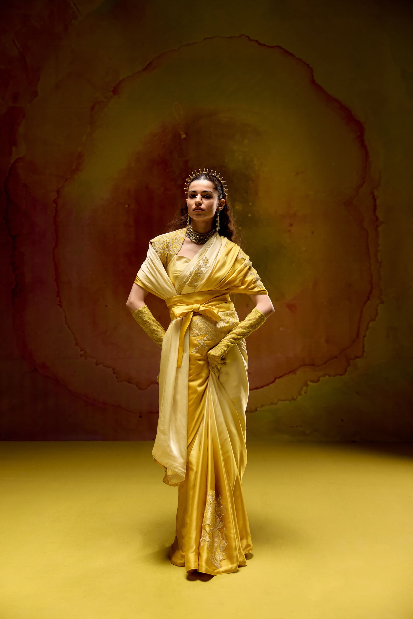 Marigold Muse ombre shaded saree set