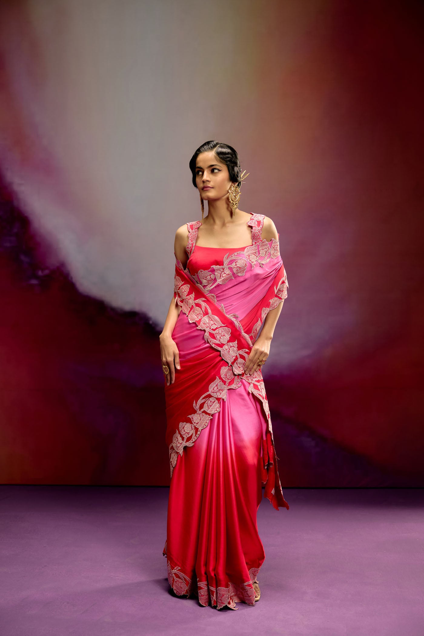 Zariah Pink & Red saree
