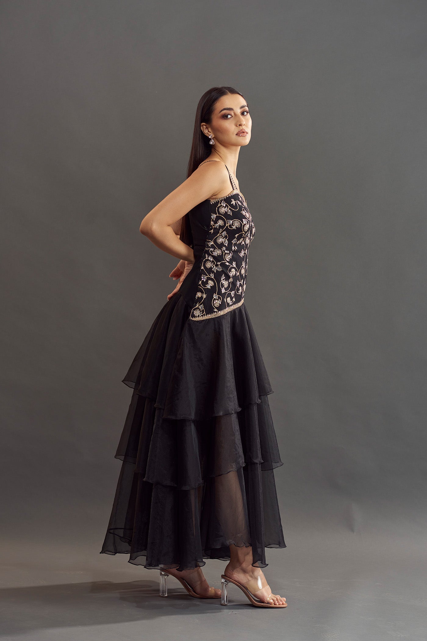 Kiara Ruffle Dress - Black