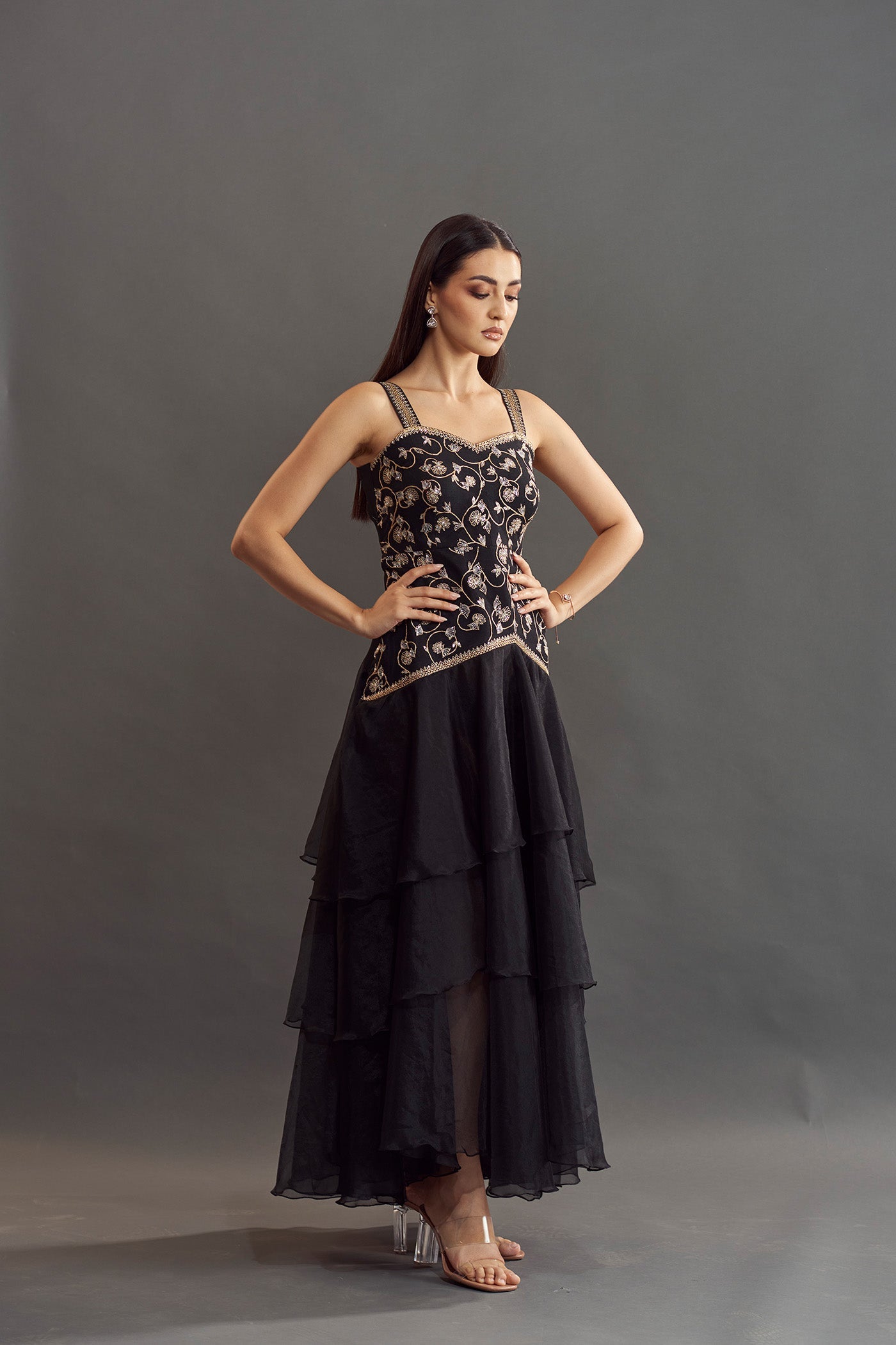Kiara Ruffle Dress - Black