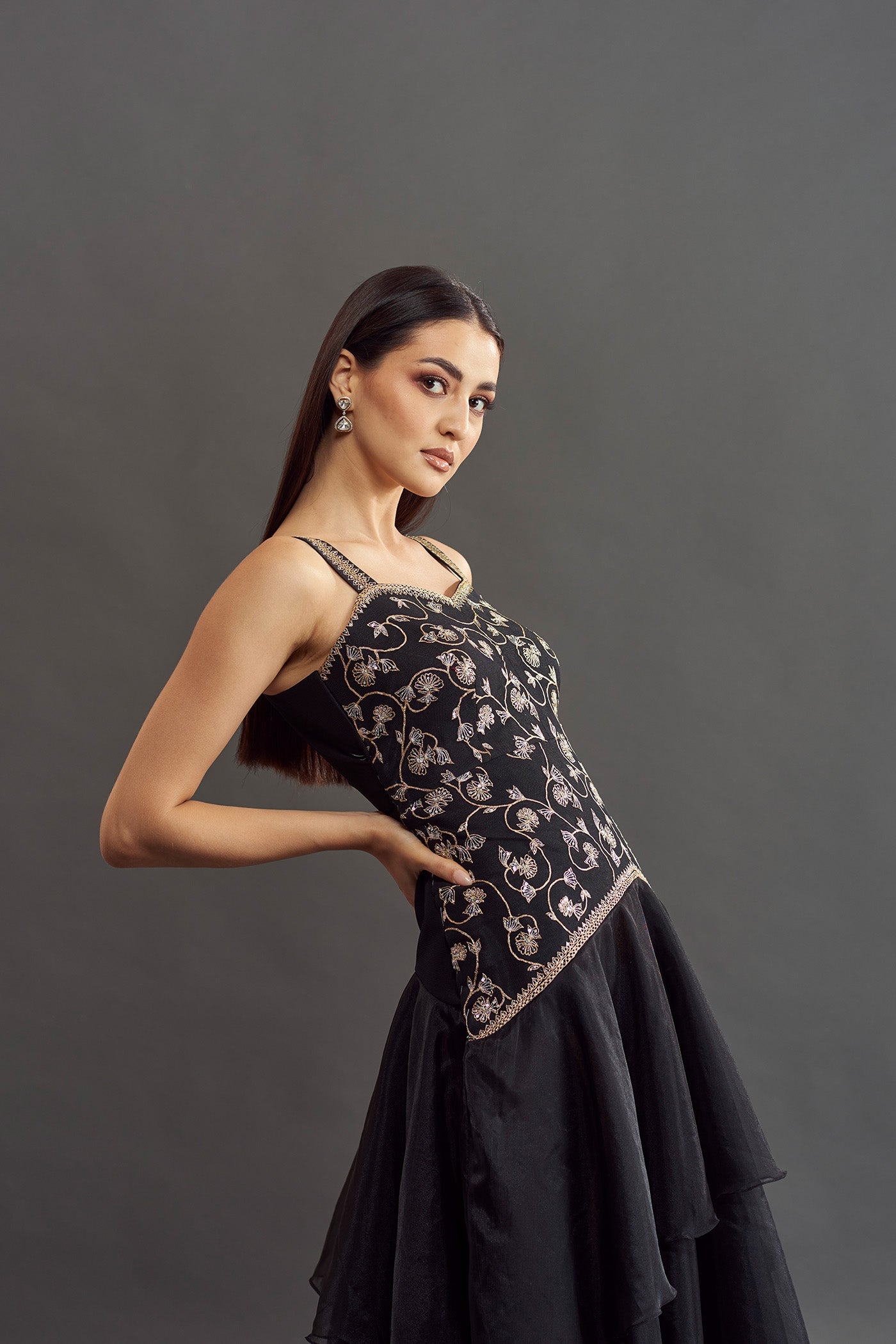 Kiara Ruffle Dress - Black