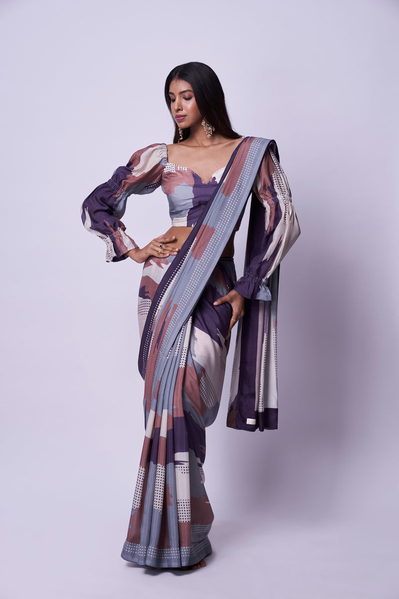 Abstract Print saree & Blouse