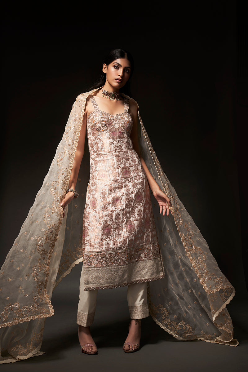 Kamala Dress - Cream Banarasi Dress