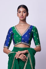 Emerald Green embroidered saree & Blouse set