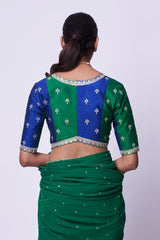 Emerald Green embroidered saree & Blouse set