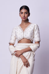 Cream embroidered saree & Blouse set