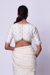 Cream embroidered saree & Blouse set