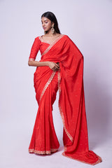 Red embroidered saree & Blouse set