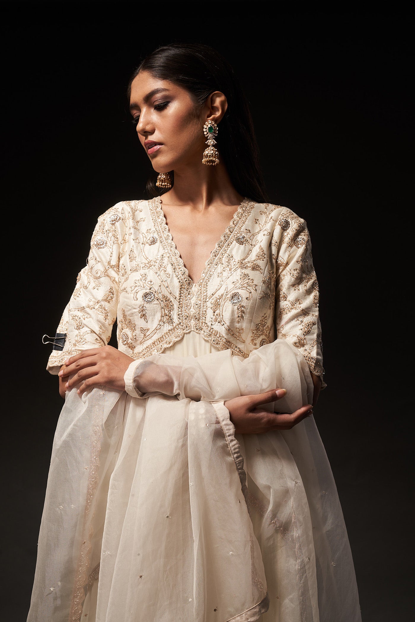 Mandakini Dress - Cream embroidered dress