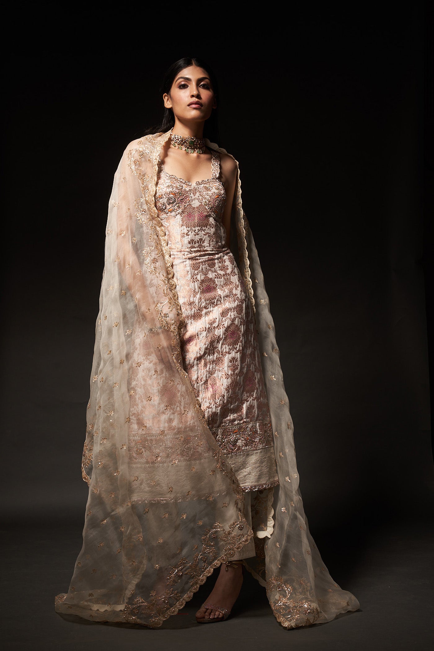 Kamala Dress - Cream Banarasi Dress