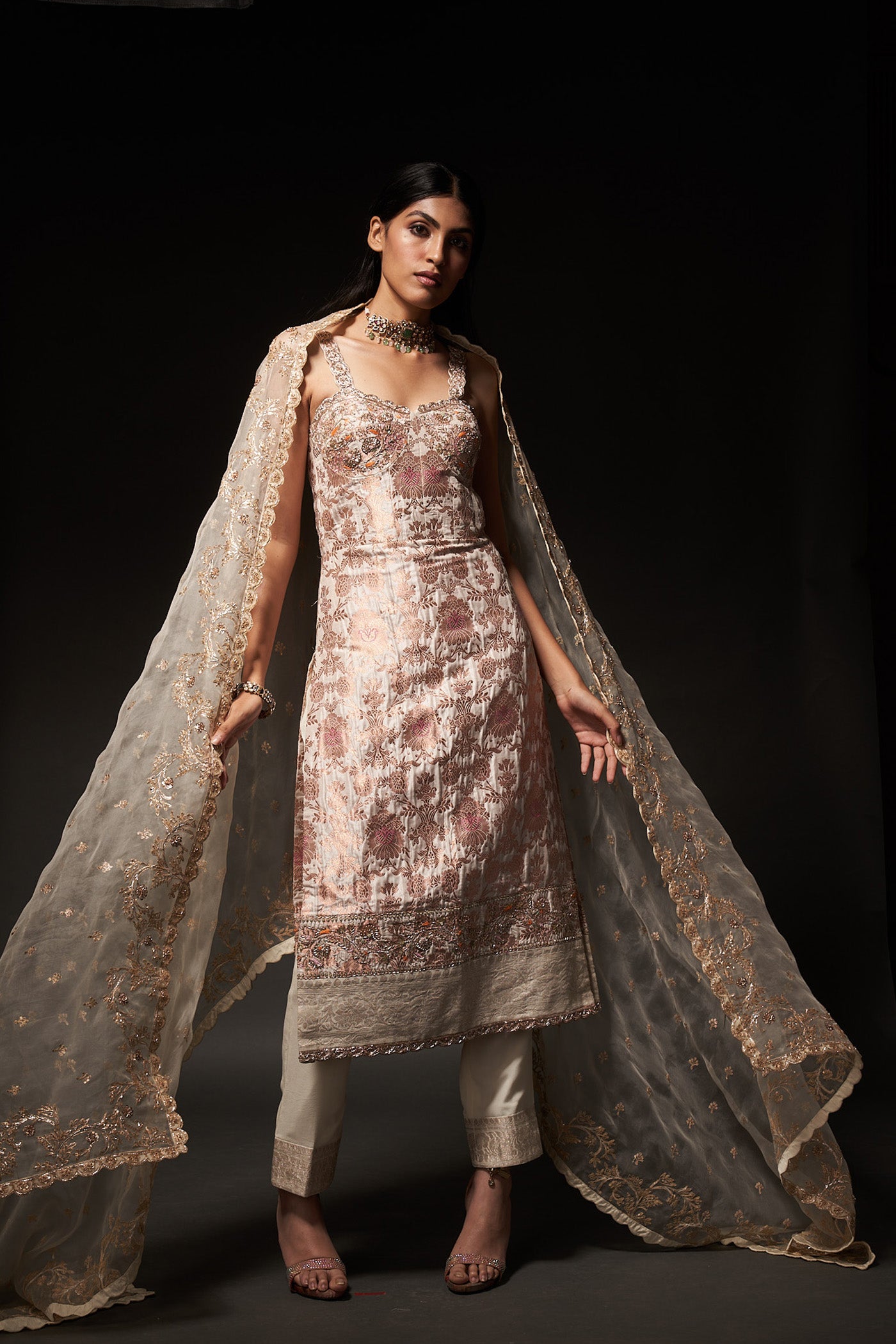 Kamala Dress - Cream Banarasi Dress