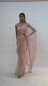 Nude pink embroidered saree & Blouse set