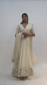 Mandakini Dress - Cream embroidered dress