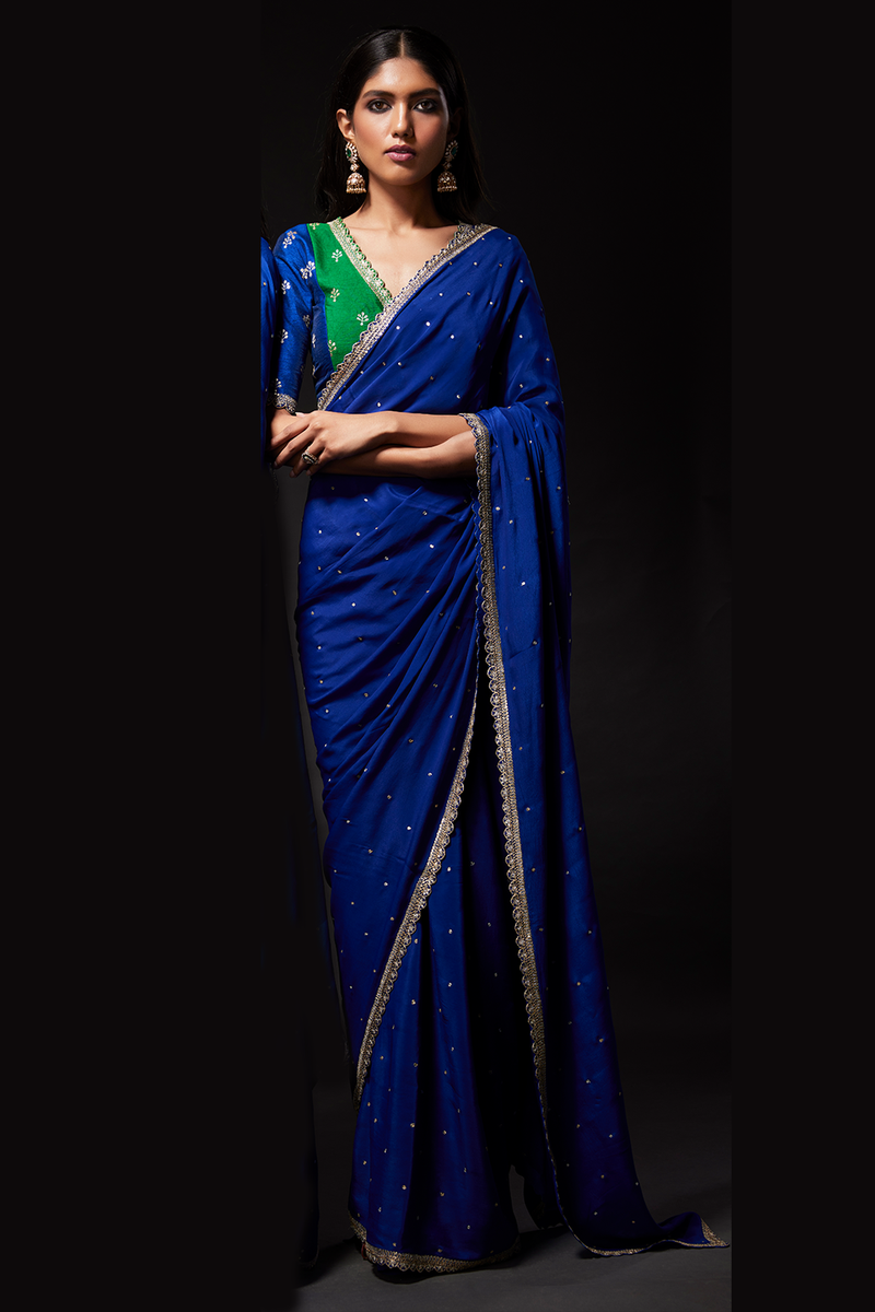 Midnight Blue embroidered saree & Blouse set