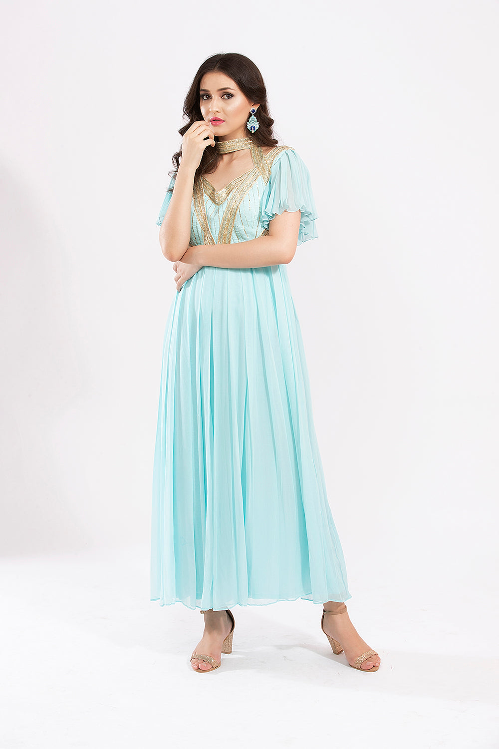 Blue Pleated Jumper