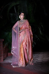 Kanchipuram Tissue Embroidered Saree - Baby Pink
