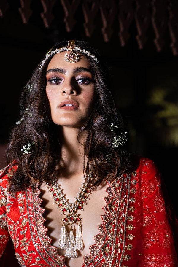 Rawsilk Embroidered Lehanga - Red