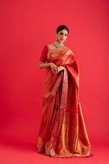 Embroidered Kanchipuram Silk Saree - Red